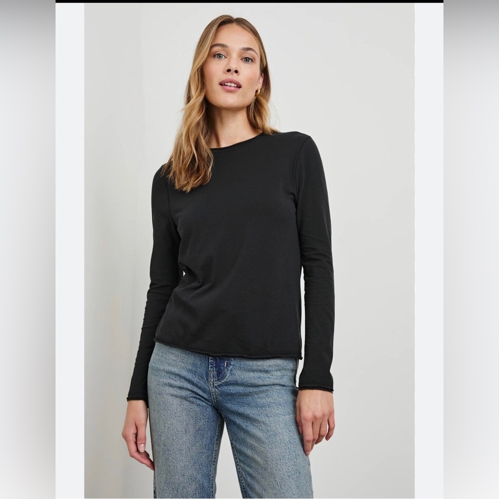 NWOT Banana Republic Black Long Sleeve Tee Size L Minimalist Goth Fall Winter